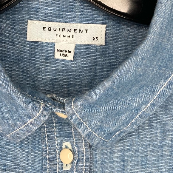 Equipment Short Sleeve Chambray Denim Button Down Shirt XS - Picture 5 of 5
